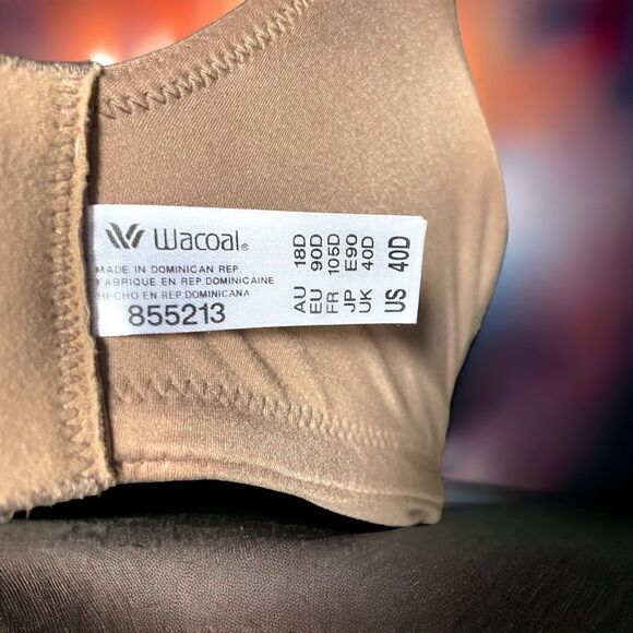 Wacoal Bras l  3 hook adjustment for Added Support l 40D l Tan l Lace accent EUC - Picture 4 of 8
